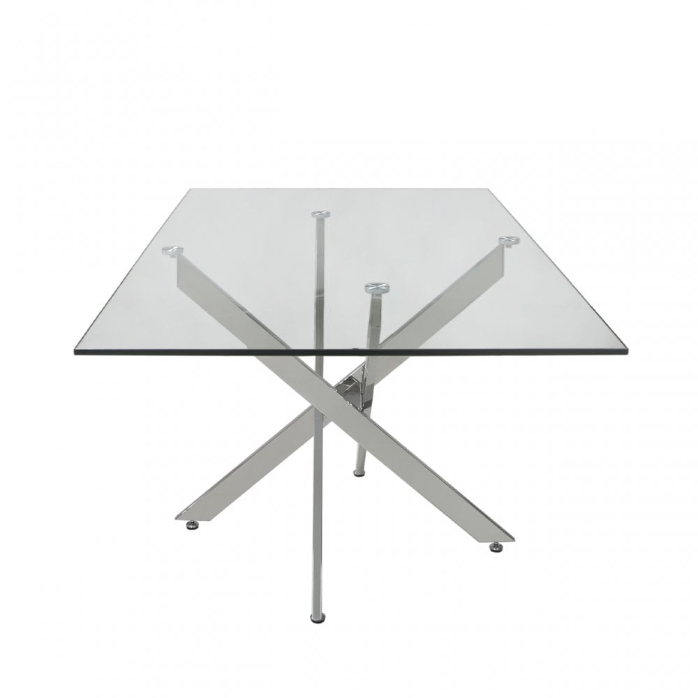Nova 160cm Chrome And Glass Rect Dining Table-2 Parts