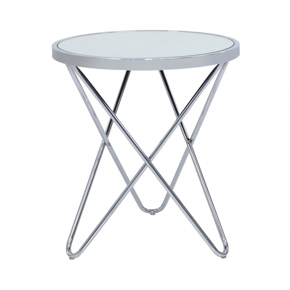 Atom Chrome &amp; Mirror End Table