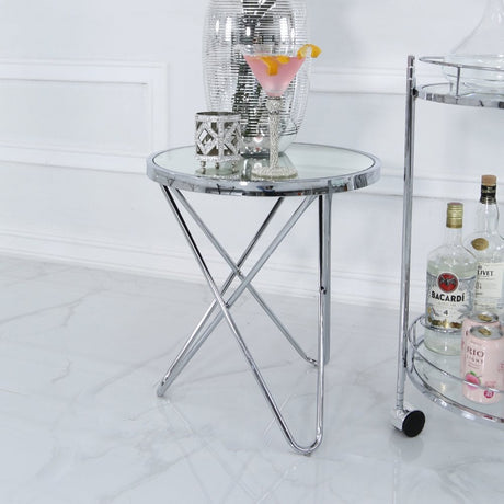 Atom Chrome &amp; Mirror End Table