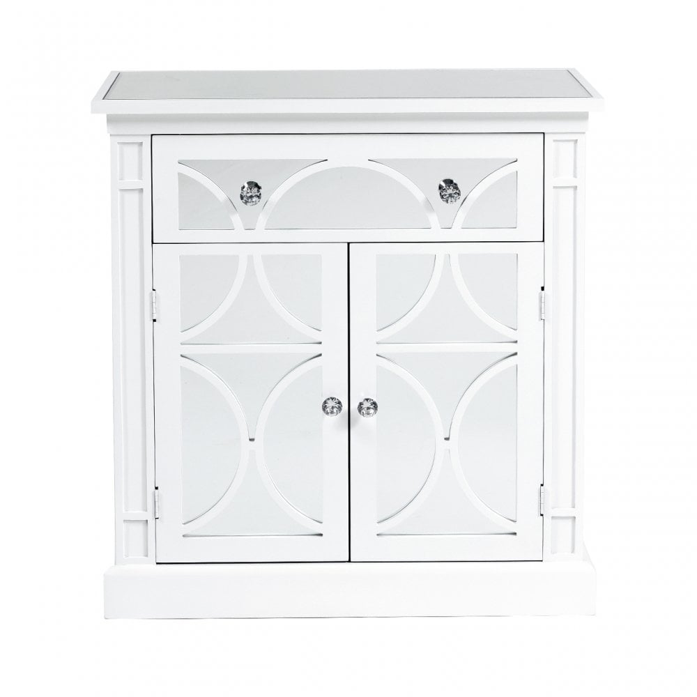 Torino 1 Drawer 2 Door Cabinet White Mirror Top
