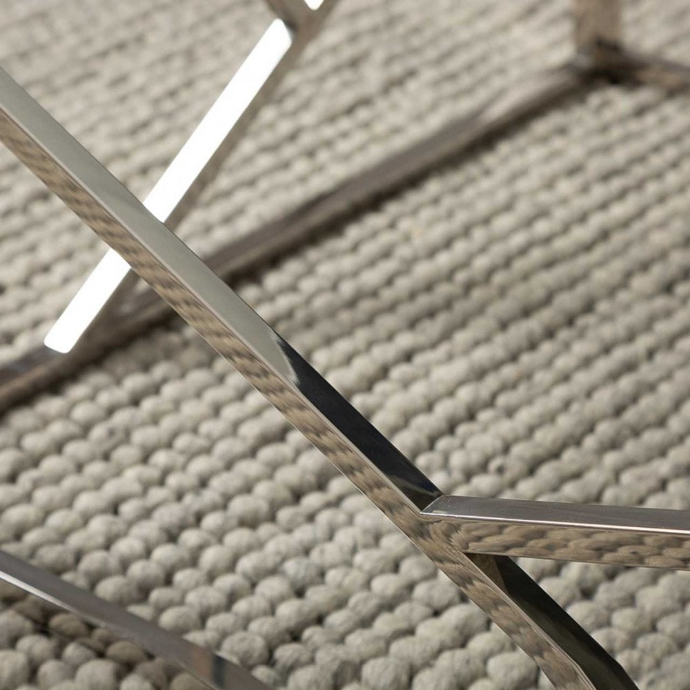 Azaria Stainless Steel Coffee Table Glass Top