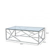 Azaria Stainless Steel Coffee Table Glass Top