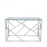 Azaria Stainless Steel Console Table Glass Top