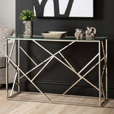 Azaria Stainless Steel Console Table Glass Top