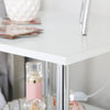 Charlotte 1 Drawer Bedside Cabinet White &amp; Chrome - D