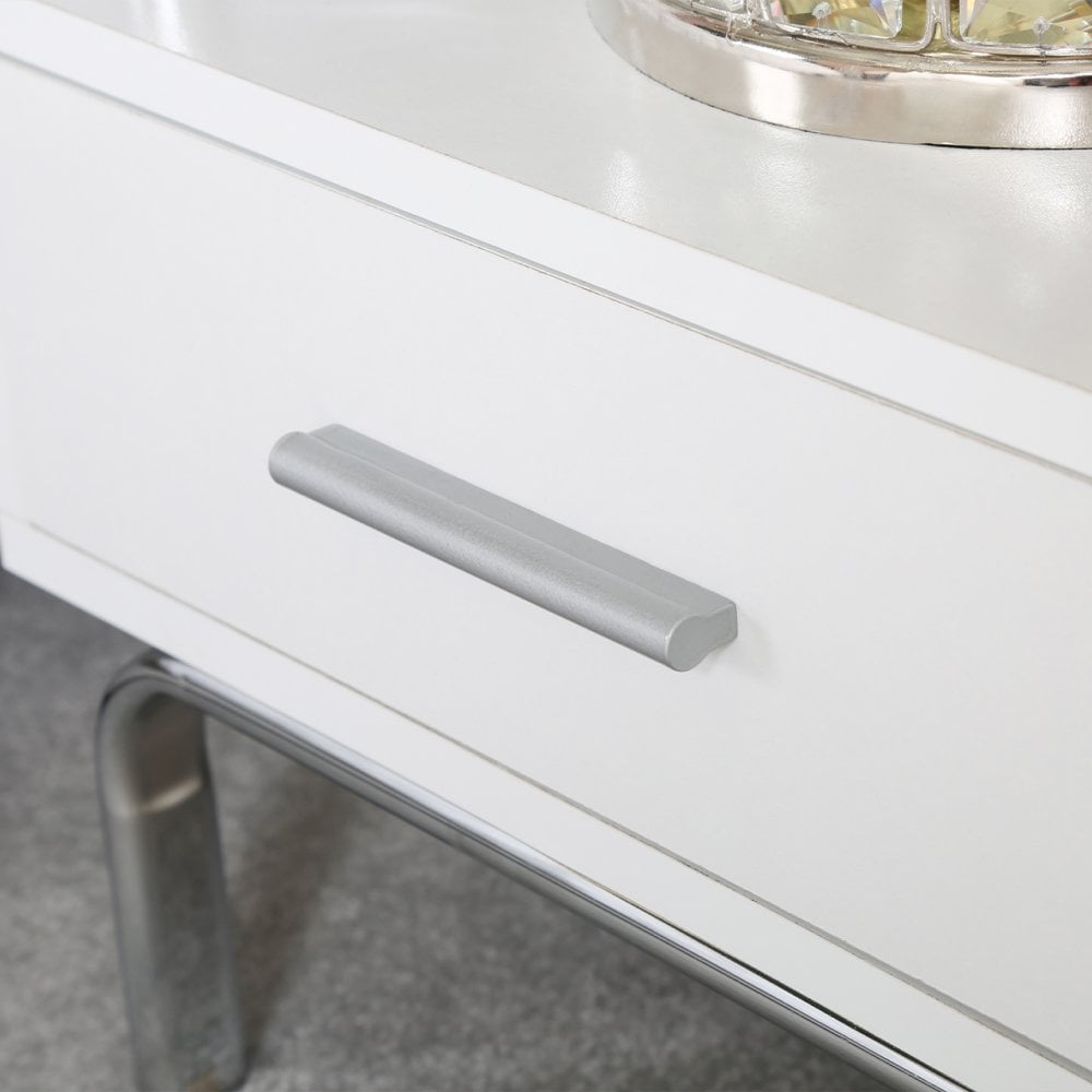 Charlotte 1 Drawer Bedside Cabinet White &amp; Chrome - D
