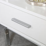 Charlotte 1 Drawer Bedside Cabinet White &amp; Chrome - D