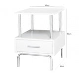 Charlotte 1 Drawer Bedside Cabinet White &amp; Chrome - D