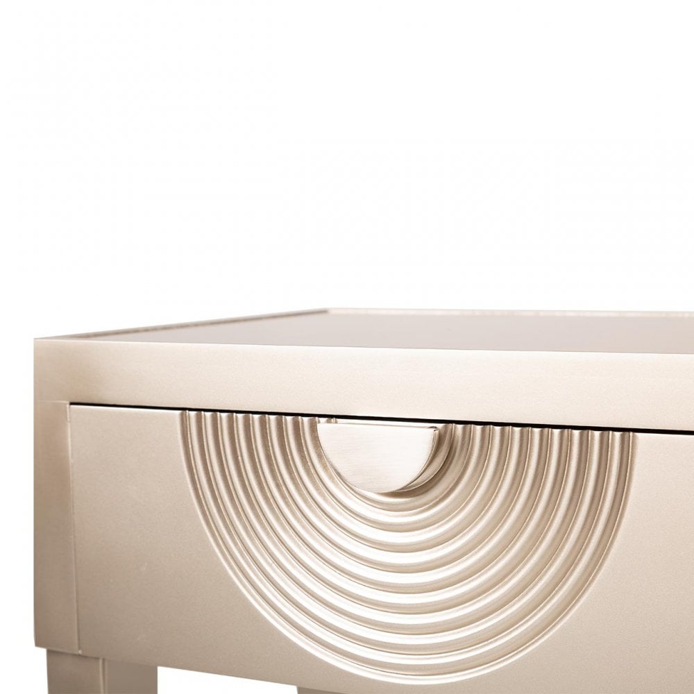Elon 2 Drawer Console Table Gold with Gold Mirror Top and Silver Handles - KD Legs