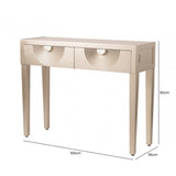 Elon 2 Drawer Console Table Gold with Gold Mirror Top and Silver Handles - KD Legs