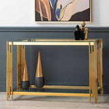 Cohen Gold Steel Tubes &amp; Clear Glass Console Table