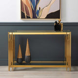 Cohen Gold Steel Tubes &amp; Clear Glass Console Table