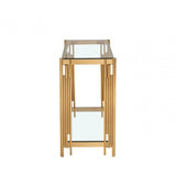 Cohen Gold Steel Tubes &amp; Clear Glass Console Table