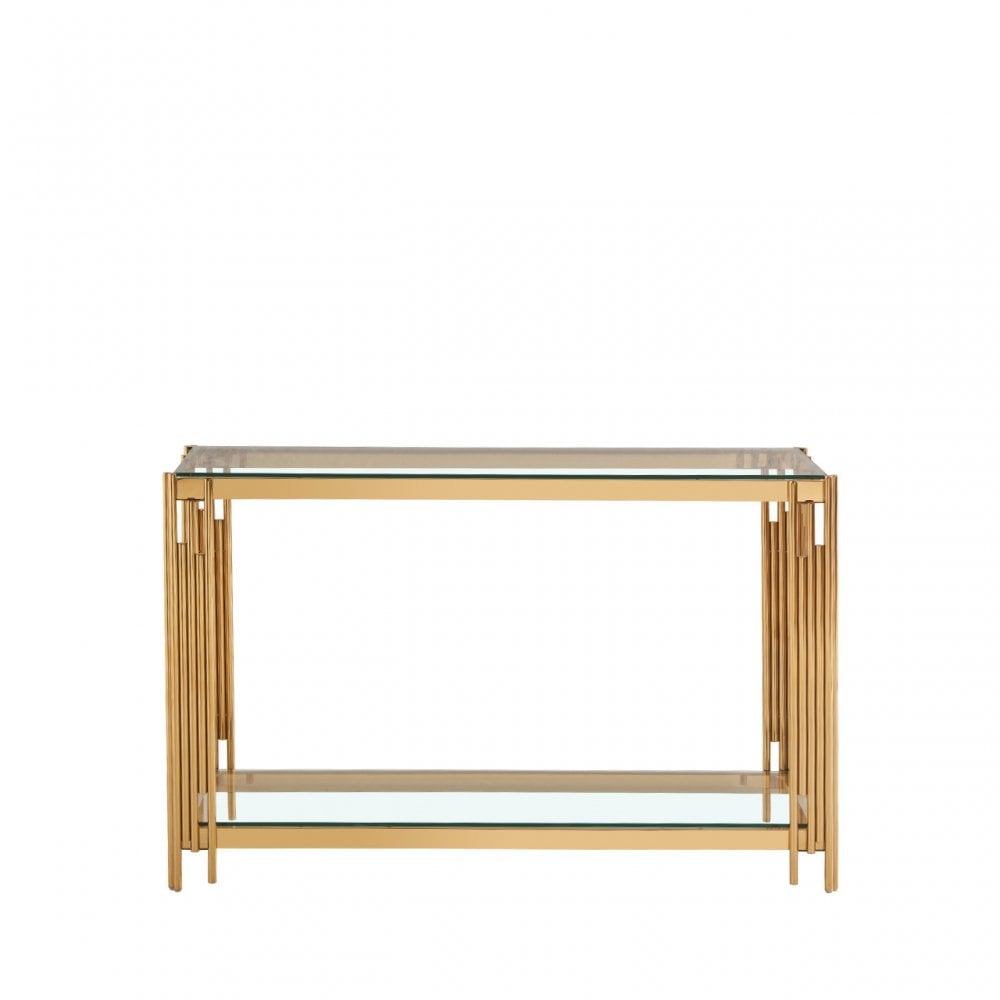 Cohen Gold Steel Tubes &amp; Clear Glass Console Table