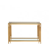 Cohen Gold Steel Tubes &amp; Clear Glass Console Table