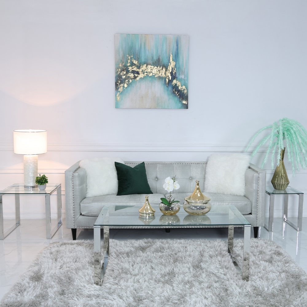 Nest Of 2 Harry End Tables Stainless Steel Glass Top