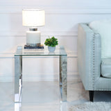 Nest Of 2 Harry End Tables Stainless Steel Glass Top