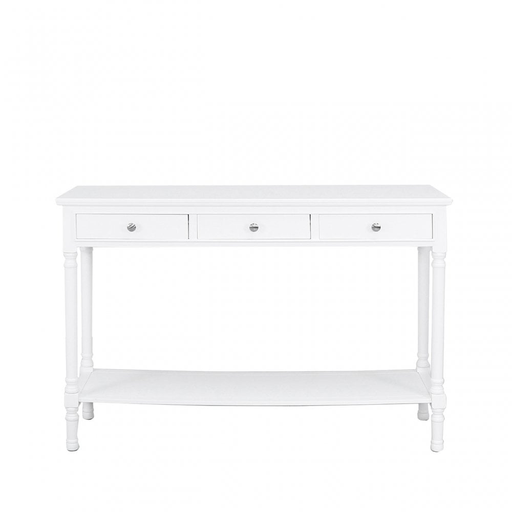 Delta Large 3 Drawer Console Table White - Ball Handle