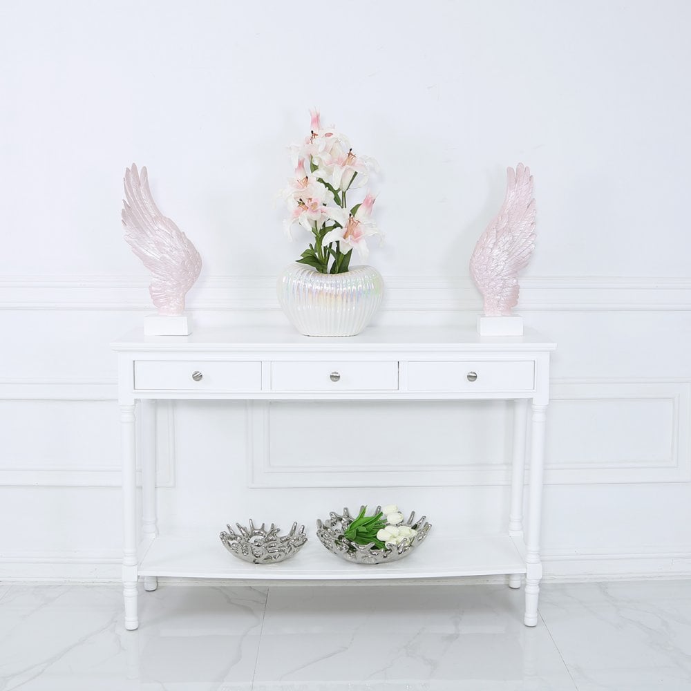 Delta Large 3 Drawer Console Table White - Ball Handle