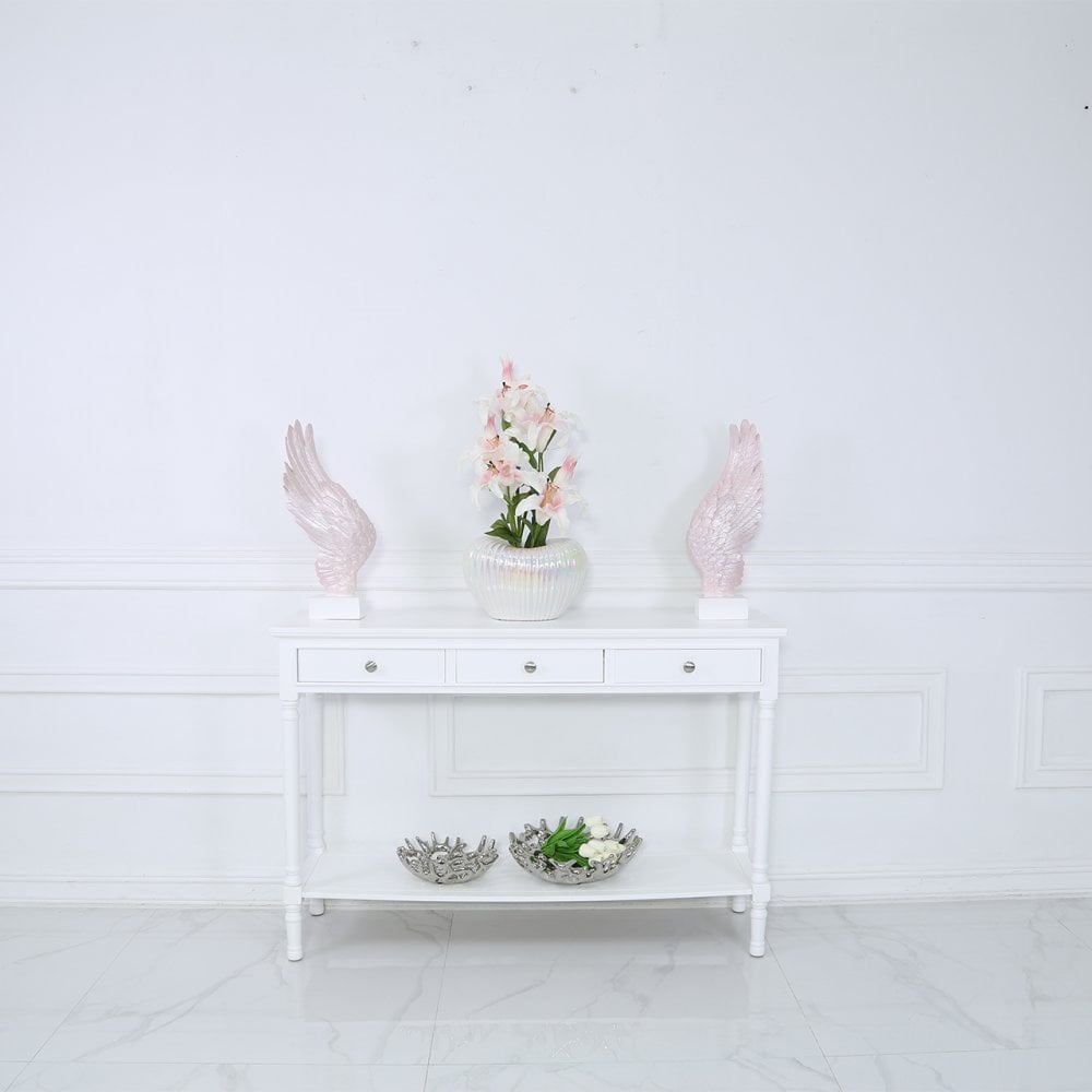 Delta Large 3 Drawer Console Table White - Ball Handle