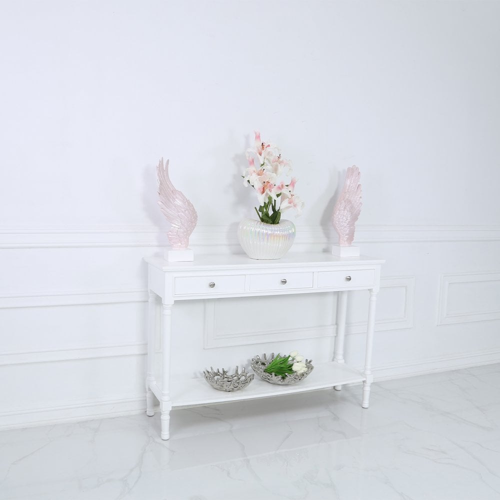 Delta Large 3 Drawer Console Table White - Ball Handle