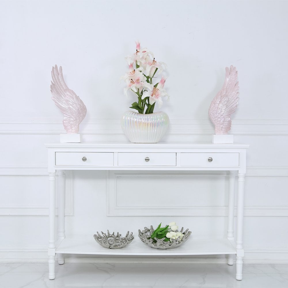 Delta Large 3 Drawer Console Table White - Ball Handle