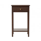 Lindon 1 Drawer End Table Walnut Brown - KD with Gold Handles