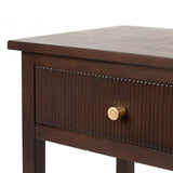 Lindon 1 Drawer End Table Walnut Brown - KD with Gold Handles