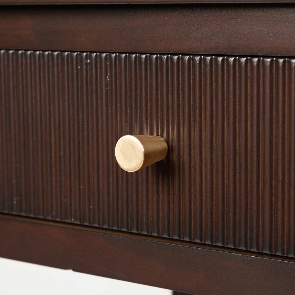 Lindon 1 Drawer End Table Walnut Brown - KD with Gold Handles