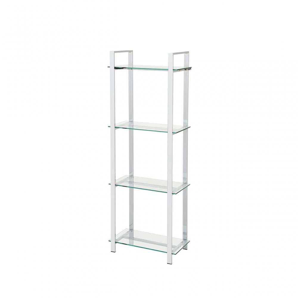 Harry 160cm Chrome and Clear Glass 4 Tier Display Unit - KD