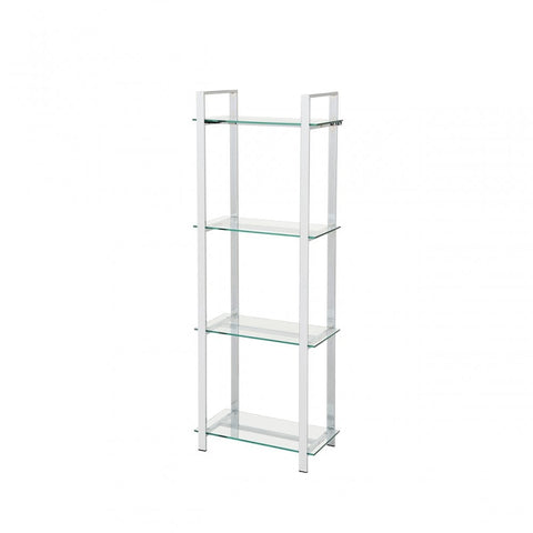 Harry 160cm Chrome and Clear Glass 4 Tier Display Unit - KD