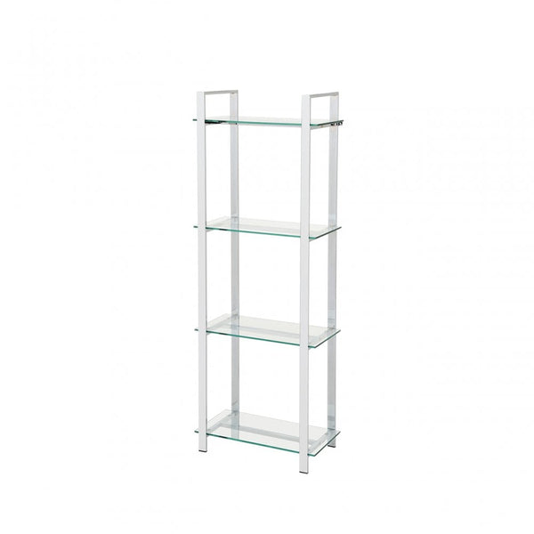 Harry 160cm Chrome and Clear Glass 4 Tier Display Unit - KD