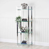 Harry 160cm Chrome and Clear Glass 4 Tier Display Unit - KD