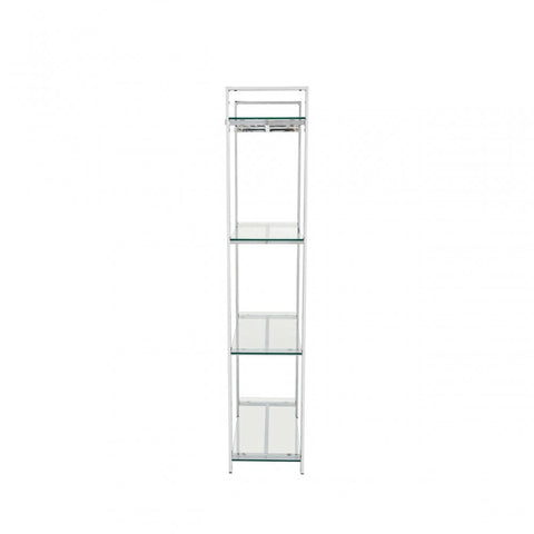Harry 160cm Chrome and Clear Glass 4 Tier Display Unit - KD