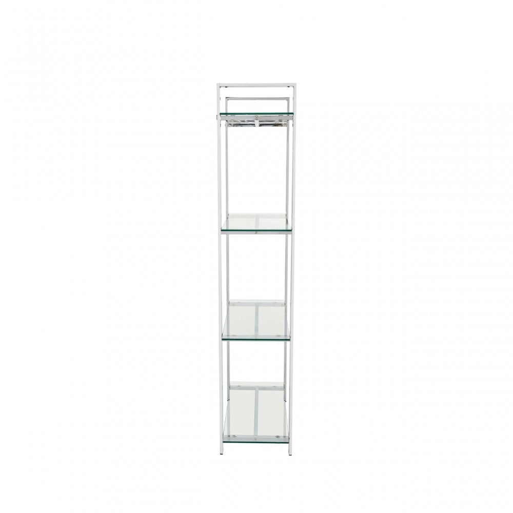 Harry 160cm Chrome and Clear Glass 4 Tier Display Unit - KD