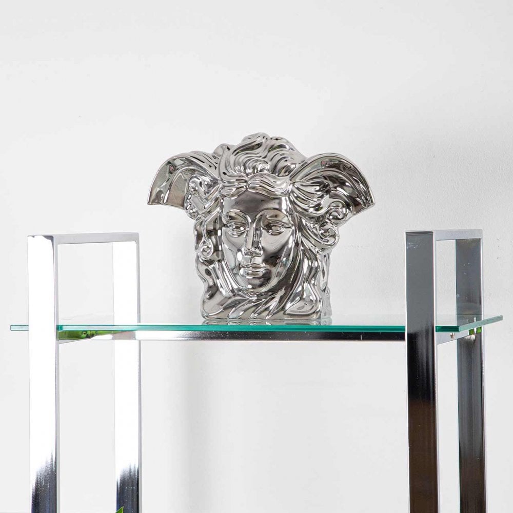 Harry 160cm Chrome and Clear Glass 4 Tier Display Unit - KD