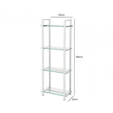 Harry 160cm Chrome and Clear Glass 4 Tier Display Unit - KD