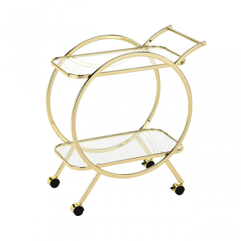 Harry Gold &amp; Clear Glass Drinks Trolley