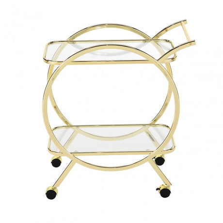 Harry Gold &amp; Clear Glass Drinks Trolley