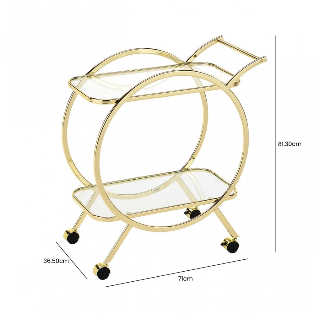 Harry Gold &amp; Clear Glass Drinks Trolley