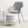Round Storage Stool Grey Chrome Base