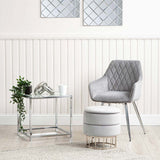 Round Storage Stool Grey Chrome Base