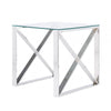 Zenith Stainless Steel End Table Clear Glass Top