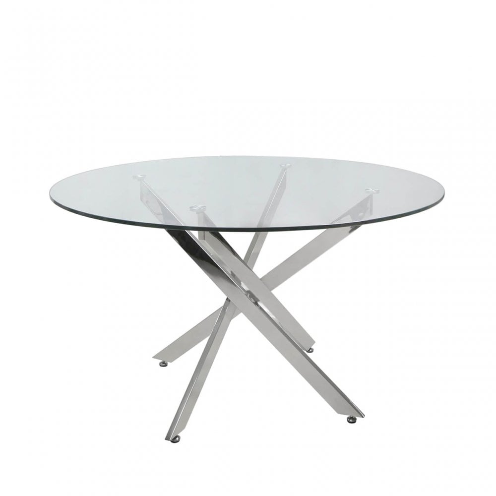 Nova 130cm Chrome And Glass Round Dining Table-2 Parts