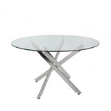 Nova 130cm Chrome And Glass Round Dining Table-2 Parts