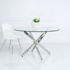 Nova 130cm Chrome And Glass Round Dining Table-2 Parts