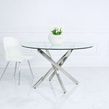 Nova 130cm Chrome And Glass Round Dining Table-2 Parts