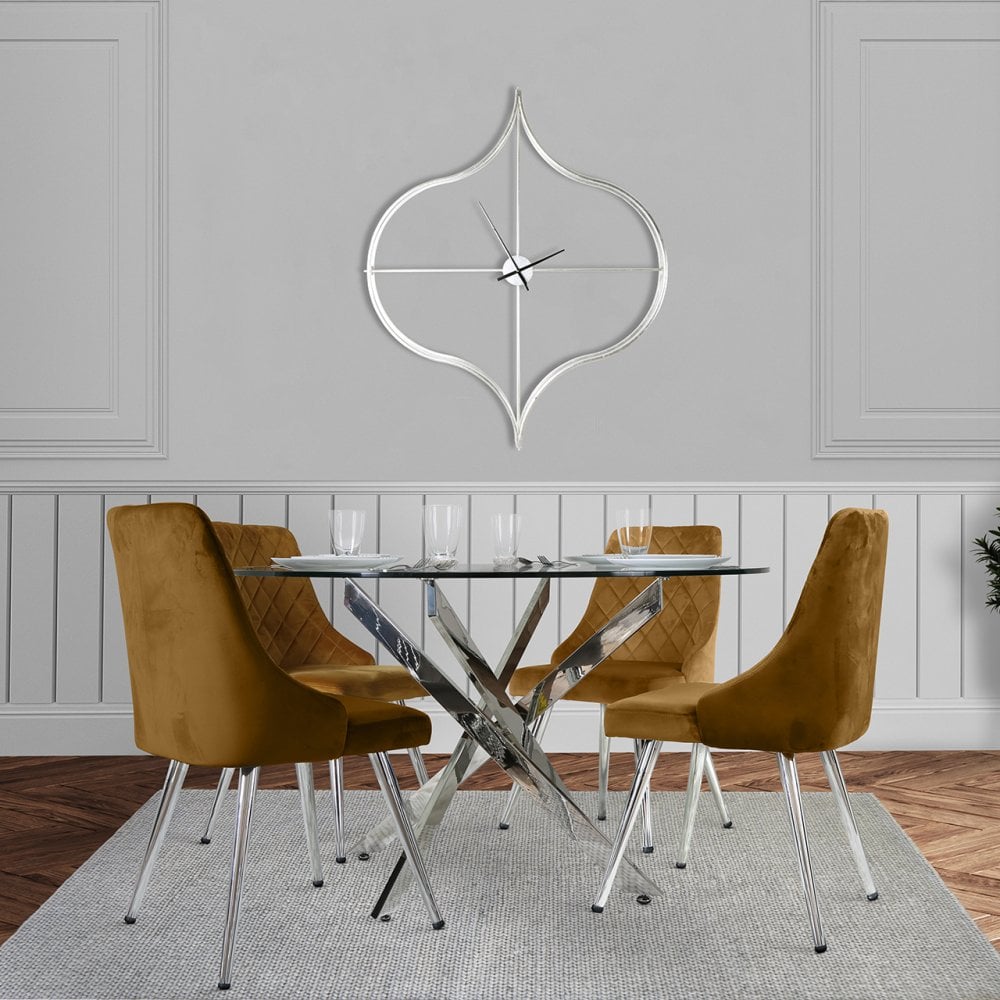 Nova 130cm Chrome And Glass Round Dining Table-2 Parts