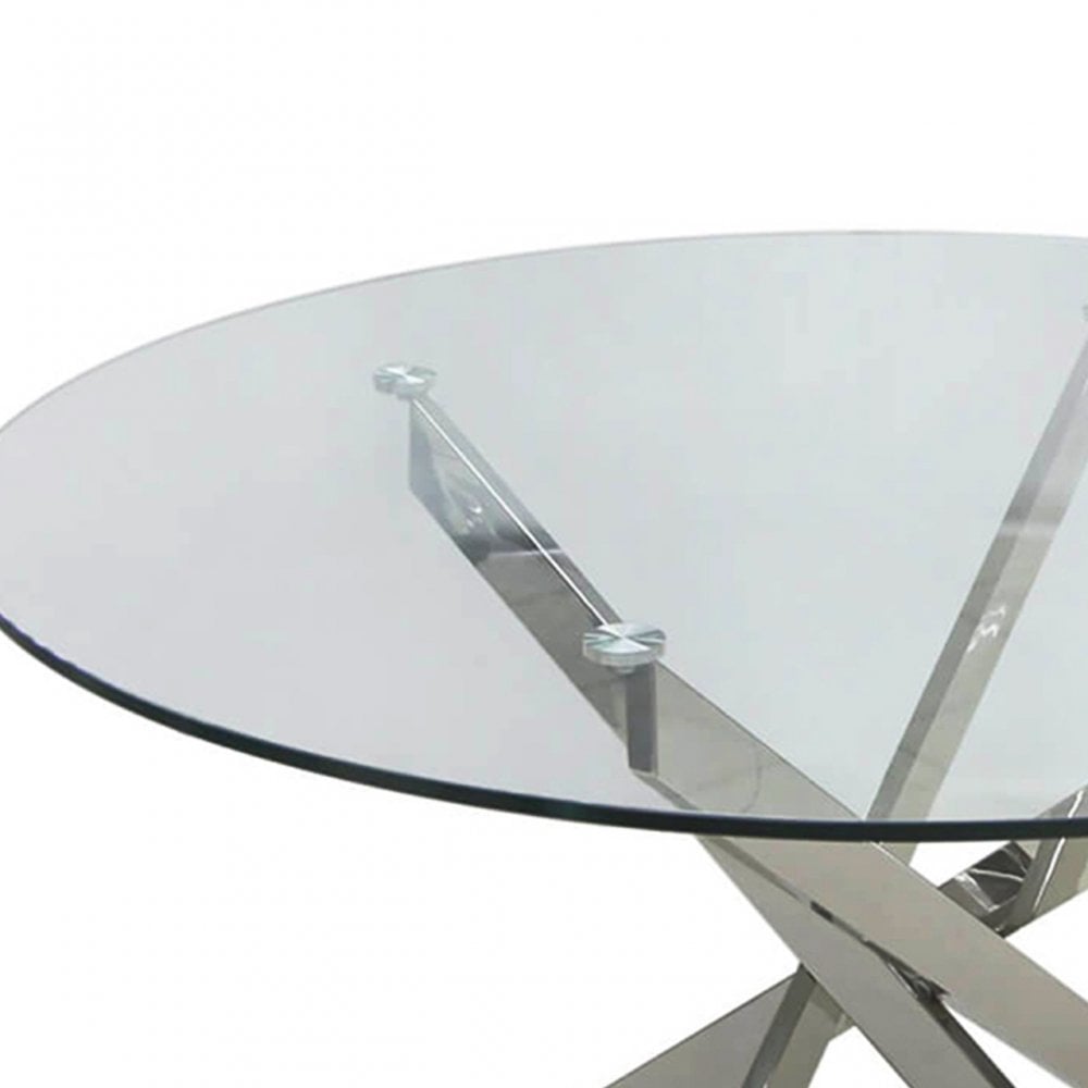 Nova 130cm Chrome And Glass Round Dining Table-2 Parts