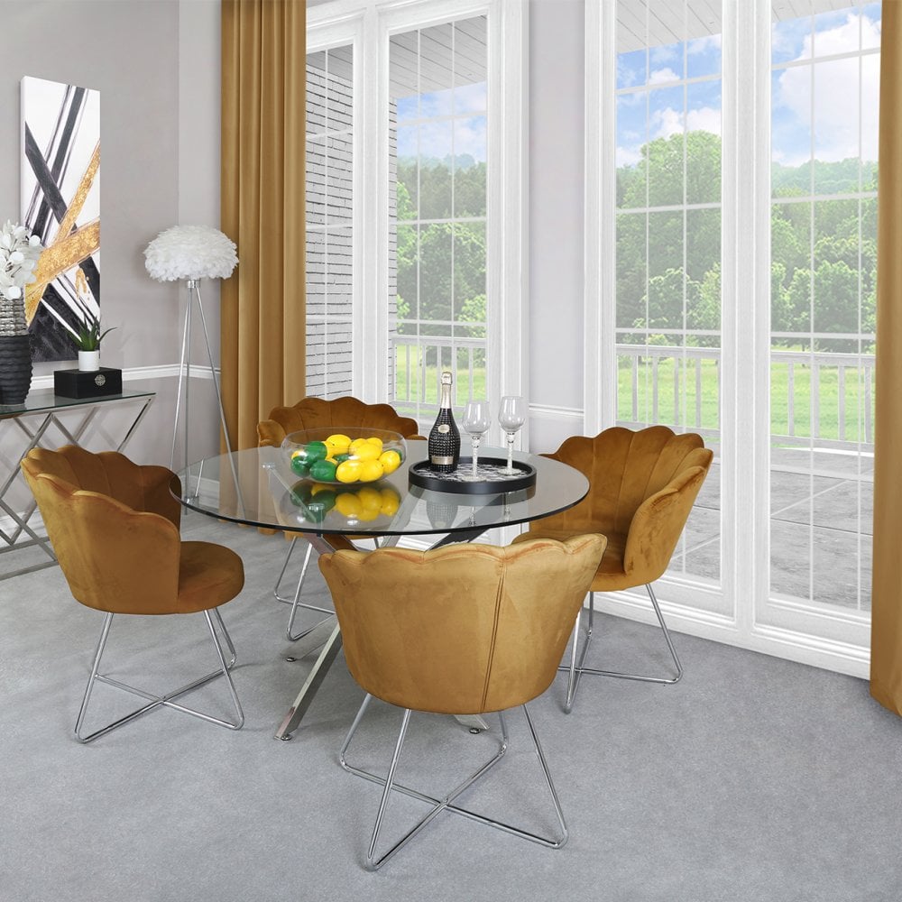 Nova 130cm Chrome And Glass Round Dining Table-2 Parts
